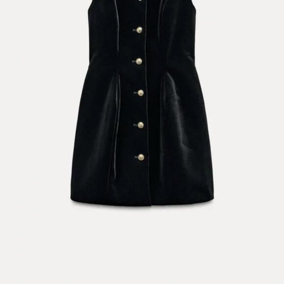 ZARA PEPLUM VELVET DRESS ZW COLLECTION - Picture 1 of 7
